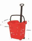 Plastiklebensmittelgeschäft-Rad-Einkaufskorb/kundenspezifischer Farbrollen-Wäschekorb 40 Liter