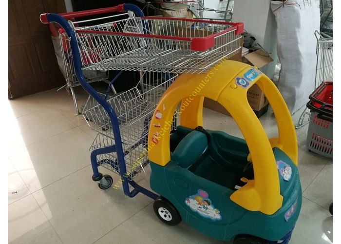 Plastik-/Stahlsupermarkt-Kindereinkaufswagen, Baby-Einkaufslaufkatzen