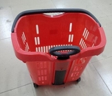 Grüner Plastikhandeinkaufsrollen-Korb/dauerhafter Supermarkt-Korb-Wagen
