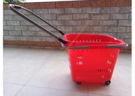 Stapelbarer Plastikeinkaufskorb mit Rädern für Lebensmittelgeschäft/Supermarkt SGS